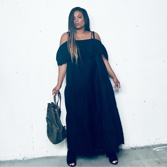 Old Navy Dresses & Skirts - Old Navy Off the Shoulders Black Embroidery Maxi Dress, XXL